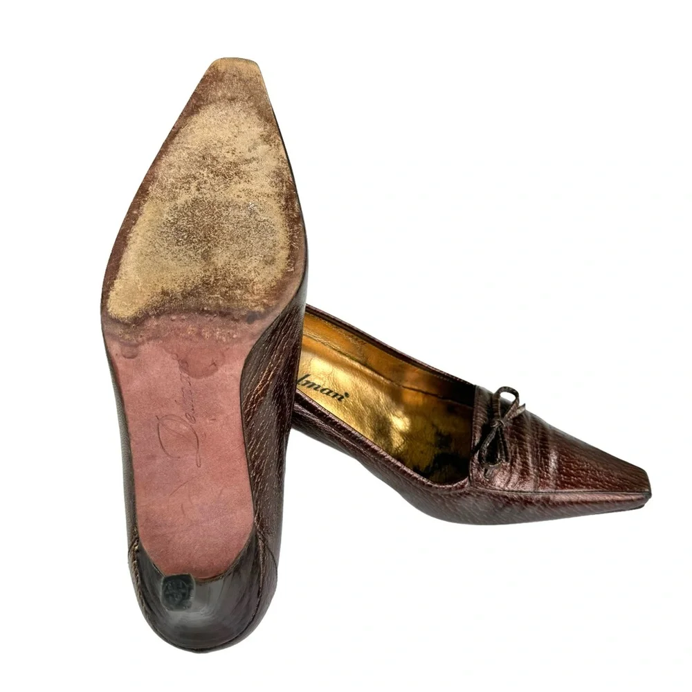 Delman Heels Metallic Brown Pumps